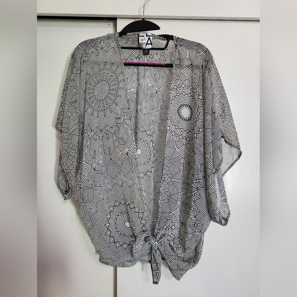 Living Doll Black and White Geometric Blouse